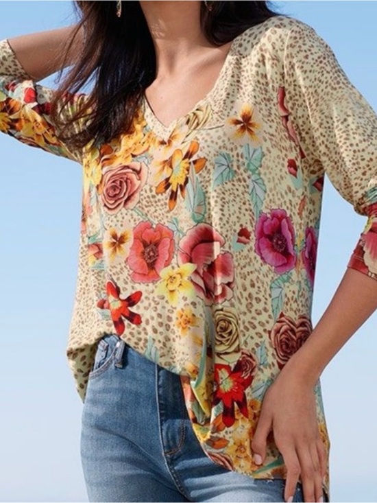 Johnny Was Tops - Johnny Was XL NWT Hera favorite v-neck top blouse floral yellow